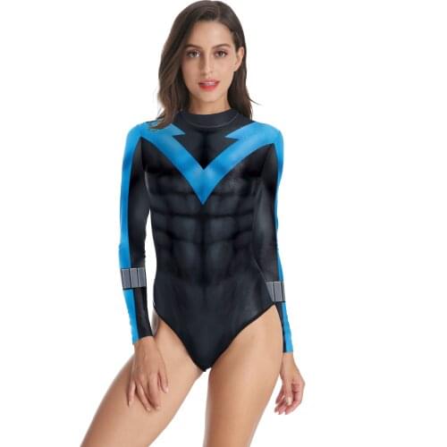 2021 One Piece Suit Swimsuit Sexy Swimwear Women 3D Printing Long Sleeve Zippered Bathing Suit Women Plus Maillot De Bain Femm
