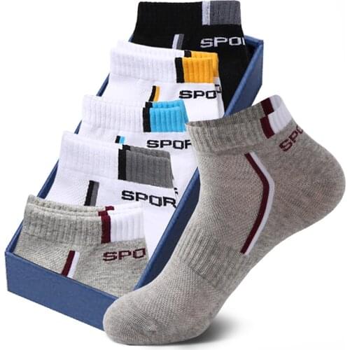 5 Pair-pack Mens Cotton Socks Low Tube Mesh Breathable Deodorant Fashion Casual Running Socks Men Plus Size 38-47