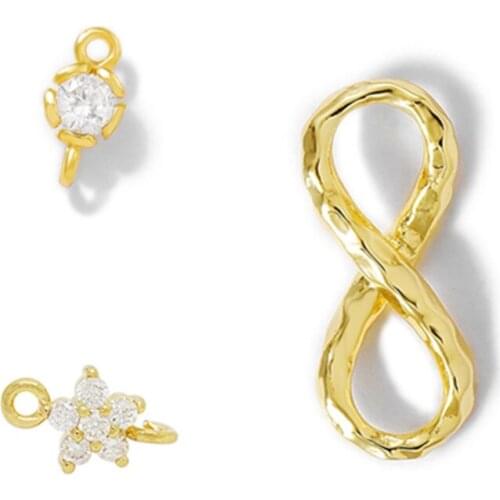 2Pcs DIY Accessories Material Fashion Zircon Inlaid Plum Blossom Double Pendant Chain Necklace Connecting Rod Earrings Pendant