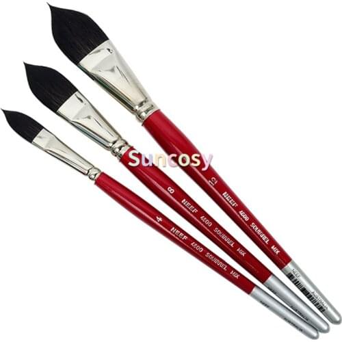 Alvaro NEEF Series 4600 Squirrel Hair Watercolor Brushes, Professional Cats Tongue Filbert Brushes for Watercolor, Acrylic