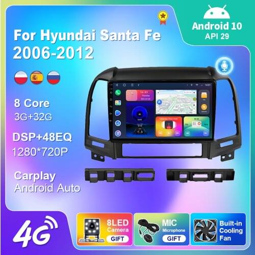 Radio Stereo For Hyundai Santa Fe 2006-2012 Autoradio Car Audio for Cars Automotive Carplay Navigation GPS 2 Din 4G Android 10