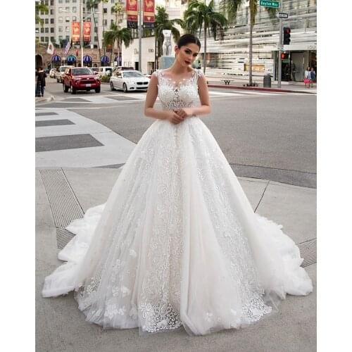 Vestido De Novia Ball Gown Wedding Dresses with Veil Hand Made Flowers Trouwjurk Gorgeous Robe De Mariage Gelinlik Bridal Dress