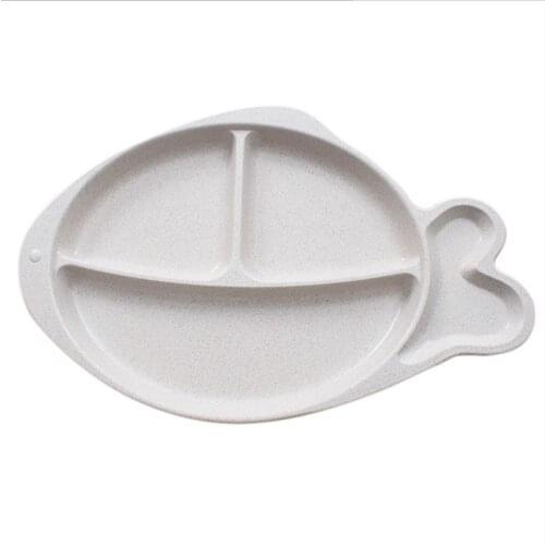 Fish Shaped Plate Wheat Straw Children Dishes Baby Food Feeding Fruit Snack Tableware Creative Solid Color Dinnerware MBG0351