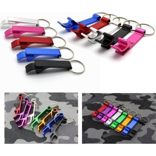 Aluminum Alloy Keychain Beer Bottle Opener with Stainless Steel Key Rings Outdoor Picnic Can Opener for Sports Climbing Camping