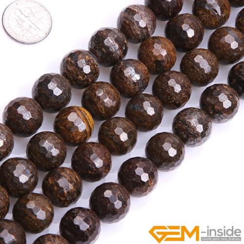 Natural Stone Bronzite Jaspers Faceted Round Bead For Jewelry Making Strand 15 Inch DIY Jewelry Bracelet Beads 8mm 10mm 12mm