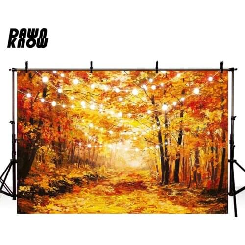 DAWNKNOW Light Autumn Photography Background Drawing Forest Photo Shoot Backdrops Wedding Photocall Photo Studio lv2227