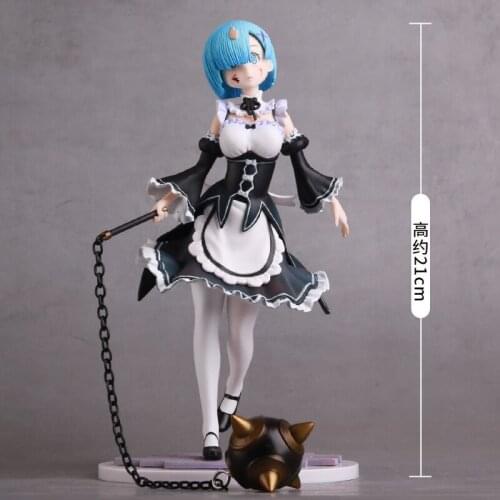 21cm Anime Re:Life in a different world from zero Rem Maid outfit Meteor hammer PVC Action Figure Figurine Model Toys Gift