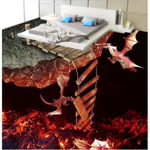 Beibehang Photo floor wallpaper 3d PVC waterproof floor fire Floor wallpaper murals wall Photo floor wallpaper 3d stereoscopic
