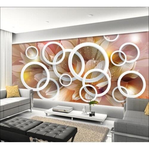 Custom murals, Europe type 3d circle pattern papel de parede,hotel restaurant coffee shop living room TV wall bedroom wallpaper