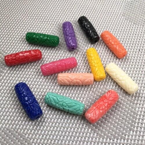 Synthetic Coral engraving pattern Pillar shape Punch loose beads isolation bead for Jewelry making DIY bracelet accessories