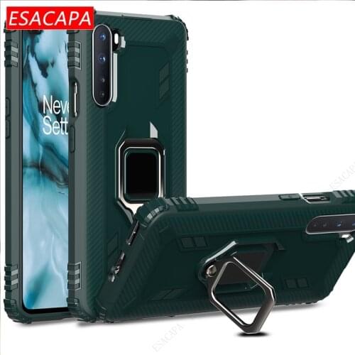 Ring Stand Shockproof Armor Phone Case For Oneplus Nord N10 N100 8 Soft Silicone Carbon Fiber Cover For One plus 8 7T 6T Pro