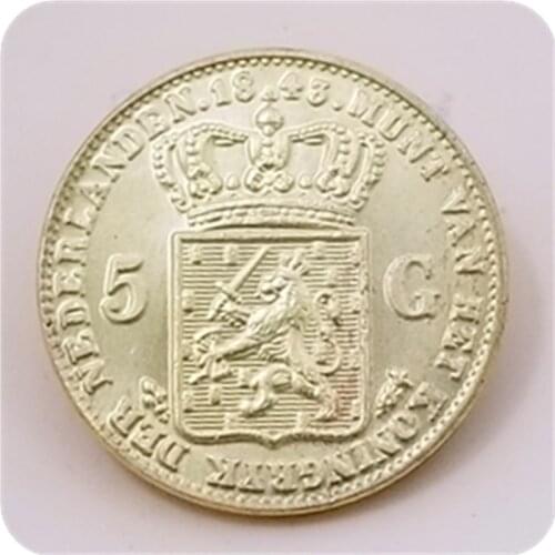 1843 Netherlands 5 Gulden - Willem II COPY COIN FREE SHIPPING