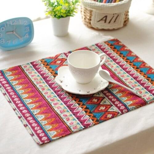 Cotton And Linen Tea Mats Double-layer Insulation Bohemian Fabric Placemats Tea Mats Linen Zen Ethnic Style Placemats