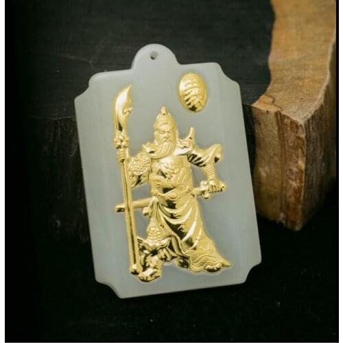 Jin Xiangyu and Tian Yu Guan Gong Yu licensing gold pendant Guan Gongzhong Yu pendant with a certificate