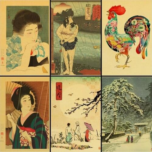 Buy three to send one Old Japanese style Vintage Poster Suitable for House for Decoration and Collection of Kraft Paper