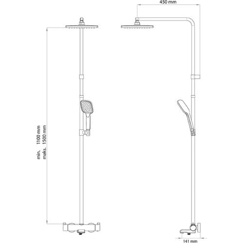 Teska Galaxy Mix Square Three-Way Shower Column