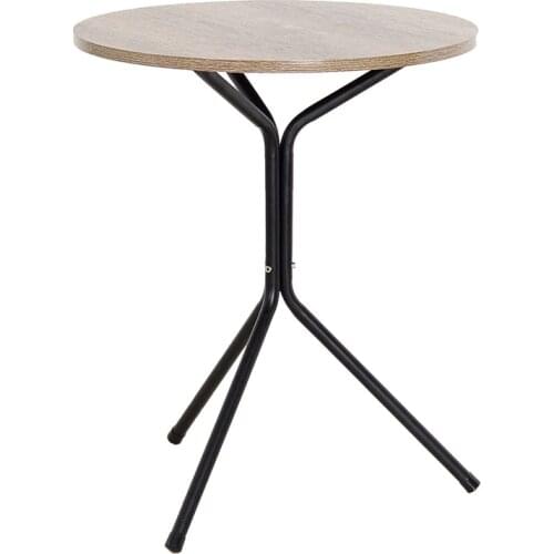 Metal simple small triangle round tea coffee table round table wood and iron table for sell