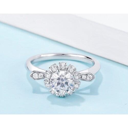 Trendy 100% 925 Sterling Silver Real 1 Carat D Color Moissanite Anniversary Rings For Women Shiny Party Fine Jewelry Gift