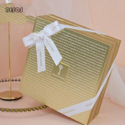 Fashion High Grade Gold Letter Printing Gift Box Party Wedding Activities Cosmetics Scarf Jewelry Packaging Decoration Gift Box