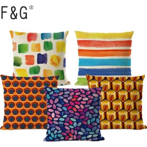 Geometric Cushion Cover Nordic Retro Watercolor Sofa Cushion Cover Interior Decorative Throwing Pillow Decorative Pillows