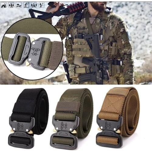 Nylon Military Tactical Belt Camping Equipment Quickly Unlock EDC Belt Multi Outdoor Tools Hiking Combat Buckle Emergency Belts