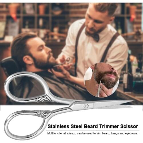 Stainless Steel Beard Trimmer Scissor Mini Size Shaving Shear Beard Trimmer Eyebrow Bang Cutting Scissor for Barber Home Use