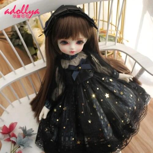 Adollya BJD Clothes Doll Dress Star Lace Skirt Headdresses Dark Princess Accessories For 1/3 1/4 1/6 Dolls DIY Dress for Girls