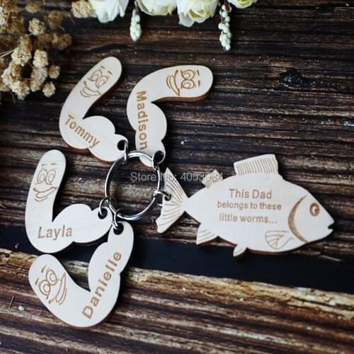 Personalised fishing wood keyring and charms, personalised fathers day gifts, personalised gift, Gifts for dad, wood keyring