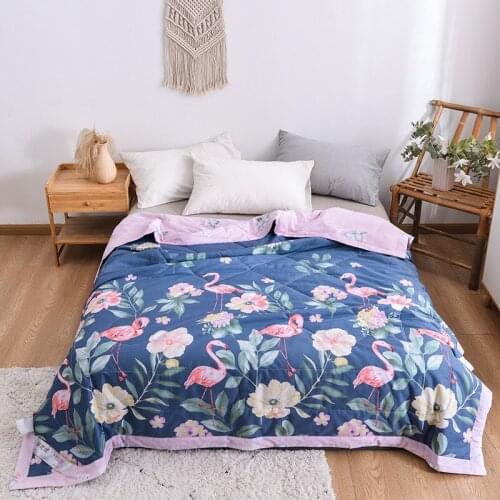 100% Cotton Flamingo Comforter Bed Cover Quilting Summer Quilt Home Textiles Suitable for Children Kids Men Adult free shipping