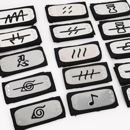 Naruto Headband Cosplay Japan Anime Logo Metal Gold-plated Headgear Forehead Protector Cosplay Halloween Birthday Party Hat