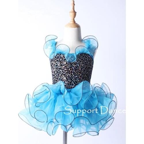 Flower Neckline Sequin Professional Ballet Tutu Dress Children Adult Dance Costume C176