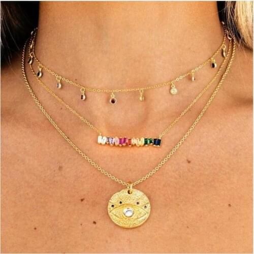 Colorful cz multi colors rainbow round dots choker statement necklace gold color vermeil 925 sterling silver fashion jewelry