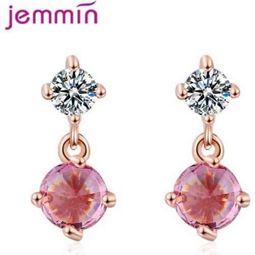 925 Sterling Silver Zircon Piercing Drop Earrings Clear Austria Crystal Women Elegant Wedding Bridal Party Brincos Bijoux