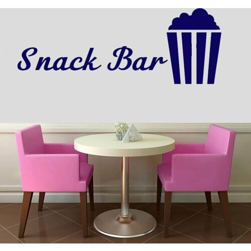 Snack Bar Wall Stickers Popcorn Pattern Vinyl Decals Store Shop Window Decal Removable