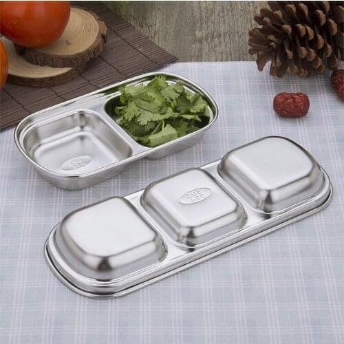 Tableware 18/10#stainless steel Dish seasoning Bowl Condiment Holder Saucer Japanese Korean Saucer Small Plate 2 cases, 3 cases