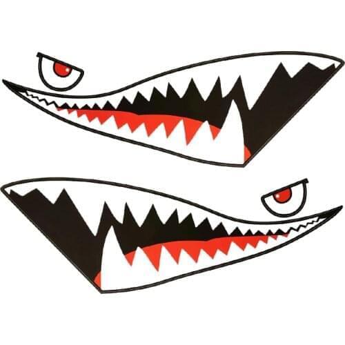 Shark Mouth Tooth Teeth Reflective Sticker Red Tongue Black Mouth Vinyl Refiting Exterior Decal Side Door Car Styling