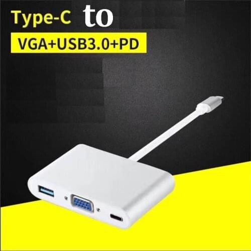 Type-C USB C 3.1 Hub USB-C Male to PD USB 3.0 VGA Type C Female Charger Adapter For Macbook Google Chromebook Pixel samsung
