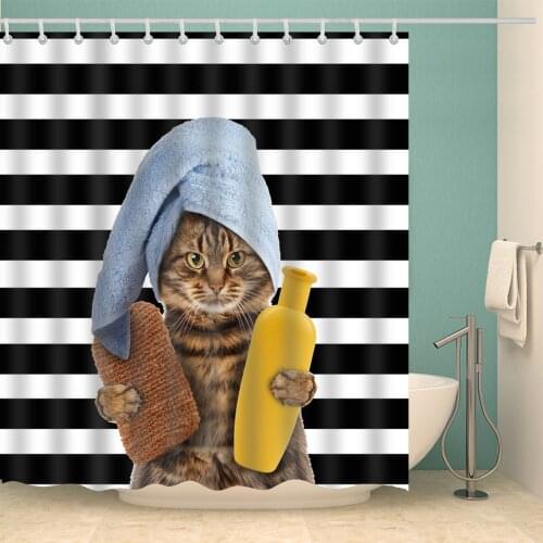 Waterproof polyester 3D print Blackout shower curtain Solid Animal Shower curtain for Bathroom curtain Long 180x200cm cortina