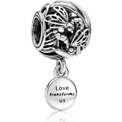 1Pcs New Cute Hollow Dragonfly Pendant DIY Beads Suitable for Original Pandora Charm Bracelet Ladies Jewelry Making Gifts