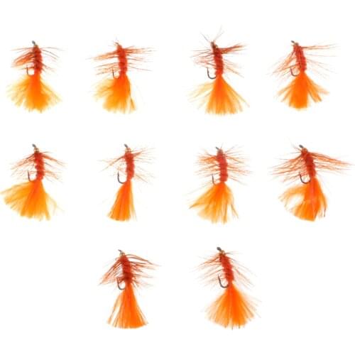 Prettyia 10pcs Copper Bead Head Woolly Buggers Sinking Wet Flies - Orange