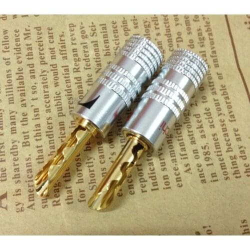 100pcs 24K Gold Plated Audio Nakamichi BFA Silent Wire Tube Banana Speaker Plug Connector Screw Cable & Wire