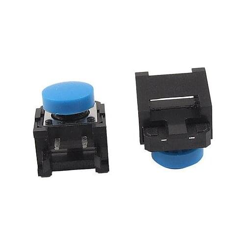 12 x 12 x 8mm Right Angle Momentary Tact Push Button Switch PCB w Blue Cap
