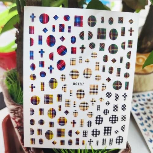 3D Stickers for Nails Cloth Stripe Cross Square Design Nails Art Decoration Manicure Stickers Sliders Nail Foil Accessories