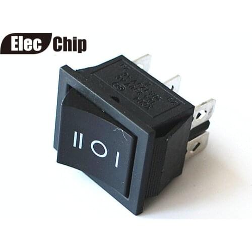 5pcs/lot 6 Pins KCD4 AC 15A/30A 250V DPDT Black Button Momentary Spring Returned On/Off/On Panel Mount Rocker Boat Switches Push