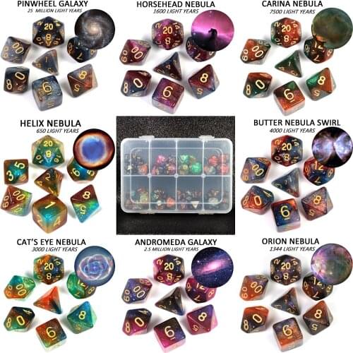 56pcs / Box Starry Under Shine Universe Galaxy DND Dice DnD RPG Game Digital Christmas Gift