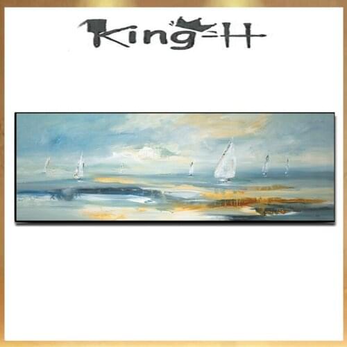 Abstract People Play On The Beach Oil Painting 100% Hand Painted On Canvas Modern Seascape Wall Art For Living Room Decoration