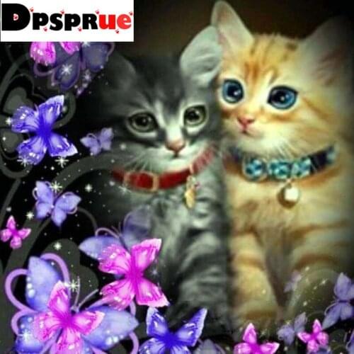 Dpsprue 5D DIY Diamond Painting Full Square/Round Drill "Animal Cat" Embroidery Cross Stitch Mosaic gift Home Decor Gift Dp07