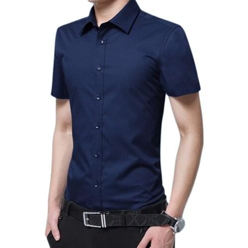 ARCSINX Slim Fit Male Shirt Plus Size 5XL 6XL 8XL 7XL 4XL 3XL Summer Men Shirt Short Sleeve High Quality Blue Brand Shirts Man