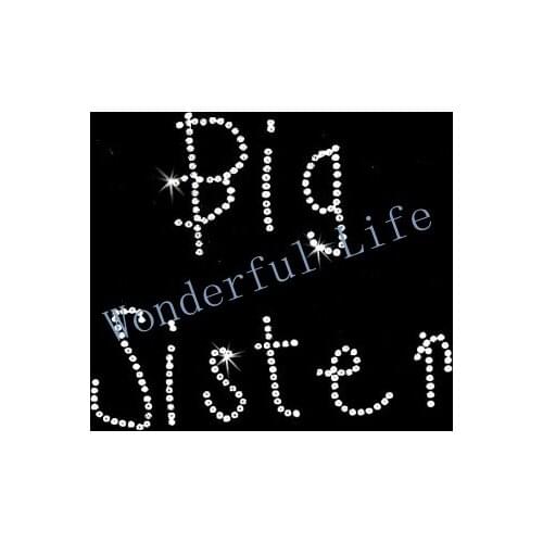 Free shipping Hot Fix Heat Transfer Rhinestone Motif Big Sister Words