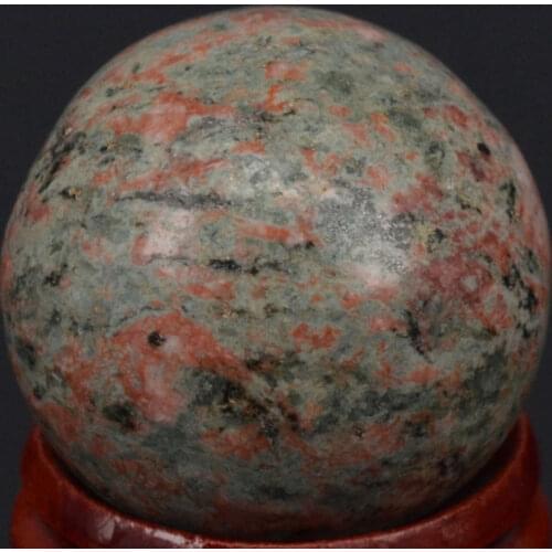 Free Shipping Natural Gemstone 30MM Unakite Sphere Crystal Ball Chakra Healing Reiki Carving Crafts With Stand
